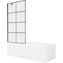Mexen Cubik stačiakampė vonia 170 x 70 cm su apdaila ir vieno sparno ekranu 90 cm, juodas raštas - 550317070X9509007077