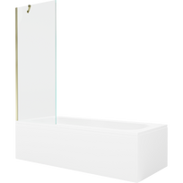 Mexen Vega stačiakampė vonia 150 x 70 cm su apdaila ir vieno sparno vonios širma 70 cm, skaidri, auksinė - 550115070X9507000050