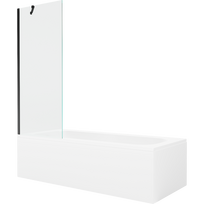 Mexen Vega stačiakampė vonia 150 x 70 cm su apdaila ir 1-durio pertvara 70 cm, permatoma, juoda - 550115070X9507000070