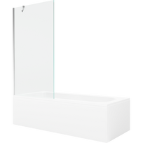 Mexen Vega stačiakampė vonia 160 x 70 cm su apdaila ir vienos dalies paravanu 90 cm, skaidrus, chromas - 550116070X9509000001