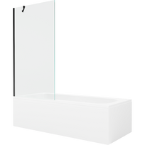 Mexen Vega stačiakampė vonia 160 x 70 cm su apdaila ir 1-duris 90 cm ekraneliu, skaidrus, juodas - 550116070X9509000070