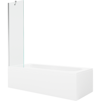 Mexen Vega stačiakampė vonia 170 x 70 cm su apdaila ir vienos durelių 50 cm širma, permatoma, chromas - 550117070X9505000001