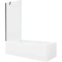 Mexen Vega stačiakampė vonia 170 x 70 cm su apdaila ir 1-durų 80 cm širma, permatoma, juoda - 550117070X9508000070
