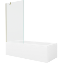 Mexen Vega stačiakampė vonia 180 x 80 cm su apvalkalu ir vieno sparno 90 cm širma, skaidri, auksinė - 550118080X9509000050
