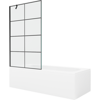 Mexen Vega stačiakampė vonia 180 x 80 cm su apdaila ir 1-durų dušo sienele 100 cm, juodas raštas - 550118080X9510007077
