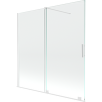 Mexen Velar vonios kambario pertvara, 2 dalių, stumdoma 160 x 150 cm, permatoma, balta - 896-160-000-01-20