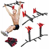 Daugiafunkcis prisitraukimų skersinis Hop-Sport, iki 150 kg, juodas/raudonas
