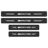 4 vnt. Anglies pluošto Automobilio Durų Slenksčių Vandeniui atsparūs 3D lipdukai Mercedes Benz AMG W204 W205 W212 W213 W222 x153 W176 W177 Raktų pakabuko Priedas benz