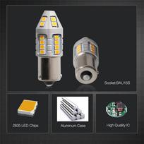 2 vnt. Canbus Be rezistoriaus Be mirksėjimo Gintariniai BAU15S 7507 PY21W 1156PY 30SMD 2835 LED lemputės