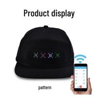 Bluetooth LED šviečianti kepurė su anglišku ekranu - Pritaikomas tekstas per mobiliąją programėlę festivaliams ir pasirodymams Adjustable