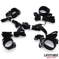 LateToBed BDSM Line Nylon Bed Bondage Restraints System without Hook Black