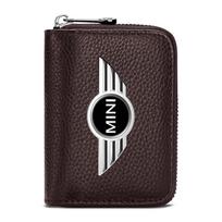 1 vnt. Automobilio logotipo piniginė Madingas odinis trumpas kortelių laikiklis Aksesuarai MINI Cooper F54 F55 F56 R56 R60 SONE Roadster Clubman Coupe juoda