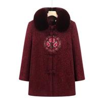 Grandma Autumn Mid-length Plush Thick Coat Wide Lady Autumn and Winter Wool Coat Elderly Winter Clothes Women XL