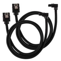 Corsair Premium Sleeved SATA cable angled, black 60cm – 2 pack