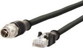 Triton METZ CONNECT M12 kištukas-RJ45 kištukas, 4 polių, X kodavimas, juodas, 10 m