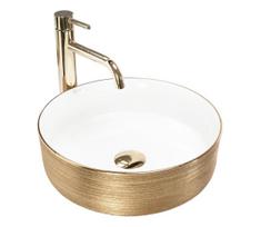 REA-U6630 - Praustuvas ant stalviršio SAMI, skersmuo 36 cm, keramika/balta/šlifuoto aukso