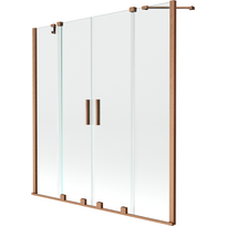 Mexen Velar Duo vonios užuolaida, 2-jų dalių slankiojanti, 150 x 150 cm, skaidri, šlifuota vario spalva - 896-150-000-02-65