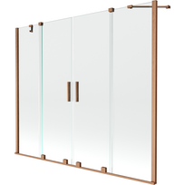 Mexen Velar Duo vonios užuolaidos 2-jų durų stumdomos 170 x 150 cm, permatomas, šepečiuotas varis - 896-170-000-02-65