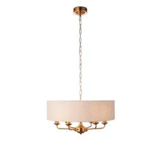 Endon 110722 - pakabinama liustra ant grandinės HIGHCLERE 6xE14/40W/230V, smėlio spalvos/žalvario, skersmuo 55 cm