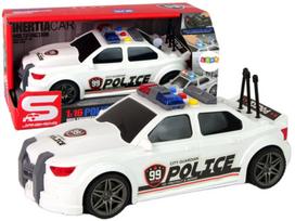 Policijos sportinis automobilis su garsais, baltas
