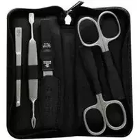 DuKaS Black manicure set made of genuine leather Solingen 9350
