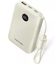 Vention 10000mAh 2 x USB-C 1x USB-A su ekranu 22,5W smėlio spalvos