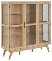 Marte display cabinet, Top oak veneer white pigm, Base oak veneer white pigm, 140x40x148 cm