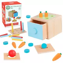 WOOPIE GREEN Medinis edukacinis stalčius "4-in-1" Montessori rūšiuotuvas morkų žaidimas FSC