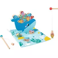 TOOKY TOY Medinis medinis banginis ir žuvis Daugiafunkcinis 4-in-1 žaidimas