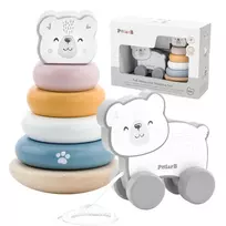 Viga 44227 PolarB Traukiamasis žaislas ir piramidės rinkinys – Lokys
