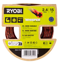 Apvalus žoliapjovės pjovimo lynas RYOBI RAC179, 2,4 mm x 15 m