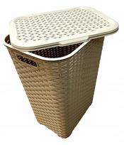RATTAN balta šiukšliadėžė 60l - smėlio spalvos 435x337x602 mm