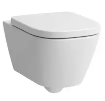 Pakabinamas unitazas, MEDA 54x36, tylus sūkurinis nuplovimas (Silent flush), be apvado (Rimless), be dangčio, balta spal
