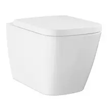 Pakabinamas WC komplektas BauEdge Rimless su Soft Close dangčiu, balta spalva
