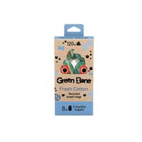 Perdirbto plastiko maišeliai šunų ekskrementams "Green Bone Fresh Cotton" (medvilnės kvapo)