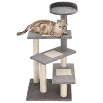 "PawHut" laipiojimo medis kačių medis žaidimų medis kačių draskymo medis laiptai 5 sluoksniai smėlio spalvos pilka 48,5 x 48,5 x 100 cm (DxŠxVxH)