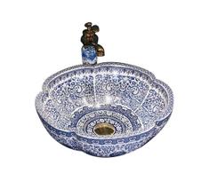 REA-U5666 - Praustuvas ant stalviršio VIVIEN, skersmuo 42,5 cm, keramika, ornamentinis raštas