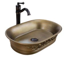 REA-U3305 - Ant stalviršio pastatomas praustuvas WILMA RUSTIC 38x55 cm keramika/varinis