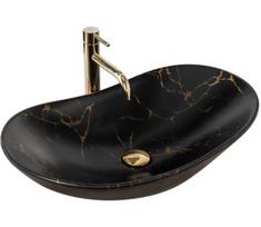 REA-U7478 - Praustuvas ant stalviršio ROYAL 36x62 cm keramika/juoda/marmuro dekoras