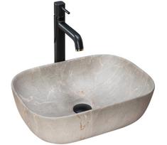 REA-U3802 - Praustuvas ant stalviršio LIVIA 33,5 x 46,5 cm keramika/pilka/marmuro dekoras
