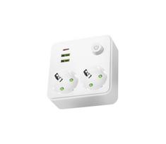 Daugiafunkcinė kištukinė juosta su jungikliu LINEA 2x230V + 3x USB A/C SCHUKO, balta