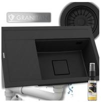 Vieno dubens granito virtuvės kriauklė moderni Rendo Granitan juoda