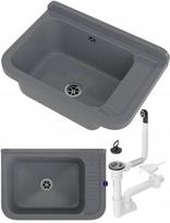 Pilka ūkinė kriauklė Polo techninė kamera Granitan sifonas
