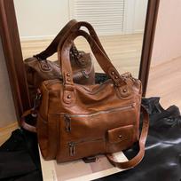 Vintage European Style PU Leather Tote Bag Women's Large Capacity Casual Shoulder Crossbody Handbag Fashionable 36x17x25cm juoda
