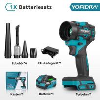 YOFIDRA Šepečiams Nenaudojantis 2-in-1 Turbo Pūstuvas Jet Ventiliatorius & Dulkių Siurblys 80000RPM Rankinis Dulkių Pūtimo Įrankis Makita 18V Baterijos Kaiščiui 1 Battery-EU