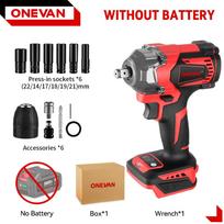 ONEVAN  Besišepetėlis Elektrinis Smūginis Veržliasukis 1/2'' Belaidis Atsuktuvas Ličio-Jonų Baterija Galios Įrankis Makita 18V Baterijai Without Battery Set A