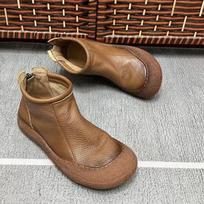 Odiniai plokščiapadžiai moteriški aulinukai su kulkšnies dizaineriais, retro stiliaus bateliai su užtrauktuku, 2025 m. tendencija, nauji, minkšti, oksfordo stiliaus bateliai, jaukūs, žieminiai, batai mujer 35 smėlis