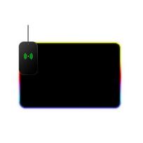 RGB žaidimų belaidžio įkrovimo pelės kilimėlis su 14 apšvietimo režimų neslystančiu pagrindu itin lygaus paviršiaus vandeniui atsparus pelės kilimėlis kompiuterio klaviatūros kilimėlis L