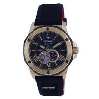 „Bulova Marine Star“ atviros širdies juodo ciferblato automatinis naro laikrodis 98A272 200M vyriškas juoda
