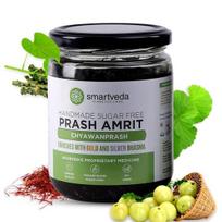 Smartveda Prash Amrit Chyawanprash be cukraus 500 g | Ajurvedinis 40+ ekologiškų žolelių mišinys | Padeda reguliuoti cukraus kiekį kraujyje | Mažos partijos, stiklainis
